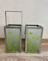 2 x Windlicht Kerzenhalter Metall Glas grün Frühling Garten Bayern - Mering Vorschau