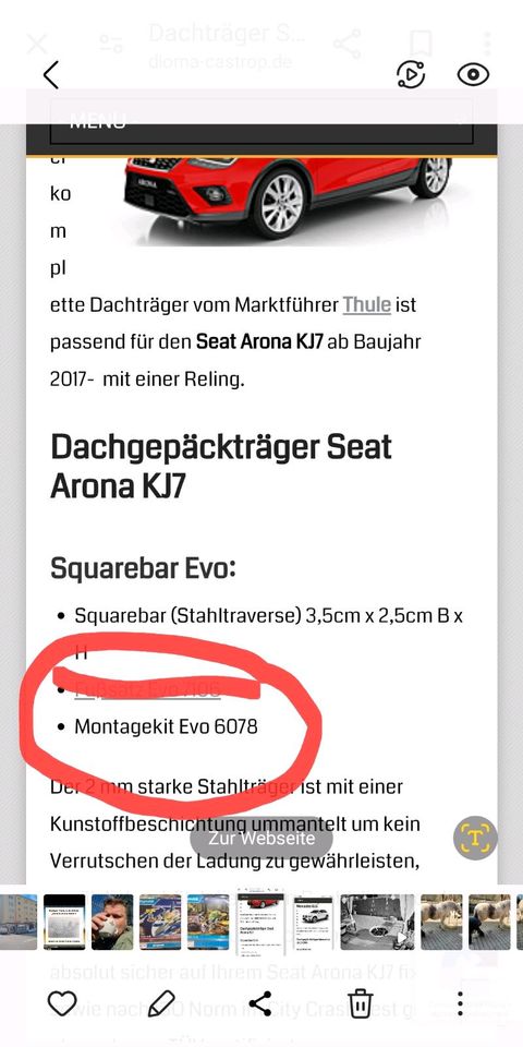 Montagekit Thule Evo 6078 Seat Arona in Niefern-Öschelbronn