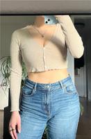 Bershka Crop Shirt Gr. 36 - beige gerippt Loungewear Hessen - Darmstadt Vorschau