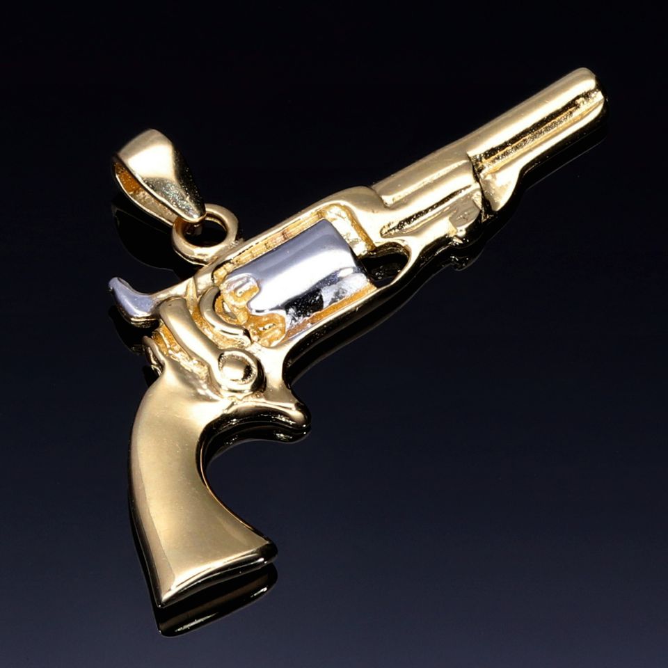 Pistole Revolver Kanone Anhänger 585 14K ECHT GOLD NEU Goldanhänger Bicolor Massiv Goldschmuck Schmuck Viele Angebote im Shop sensburg-aurum in Berlin