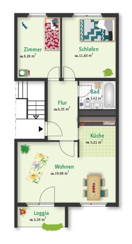 Gemütliche 3 Zimmer-Wohnung in Halle in Halle