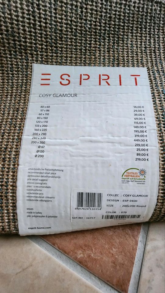 Esprit runder Hochflor Teppich 200 cm beige in Henstedt-Ulzburg