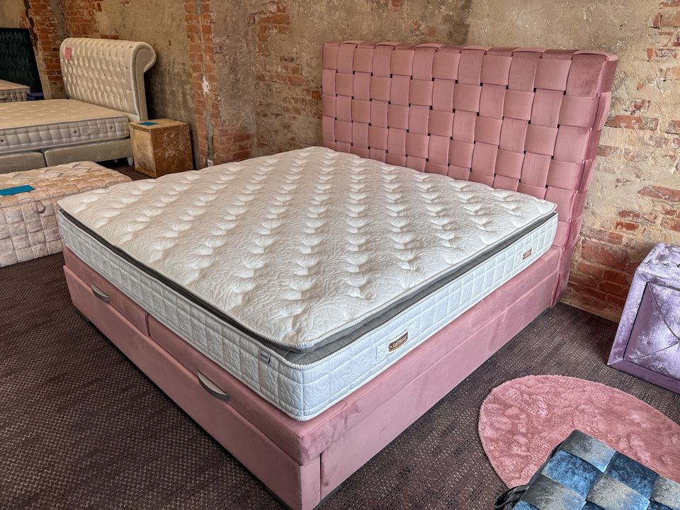 Neu Design Samt Boxspringbett 200 x 200 cm Rosa inkl. Matratze inkl. Bettkasten Polsterbett Bett in Berlin