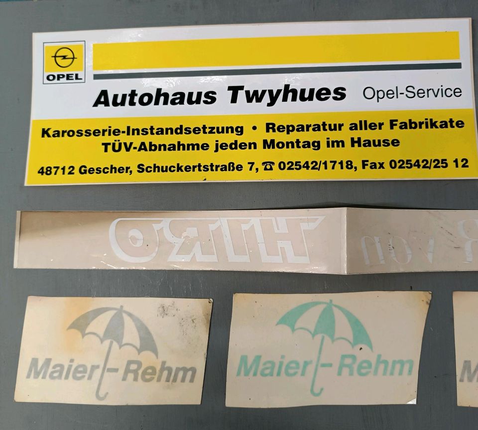 Alte Opel Autohaus-Aufkleber München Borken Gescher Crottendorf in Kirchheimbolanden