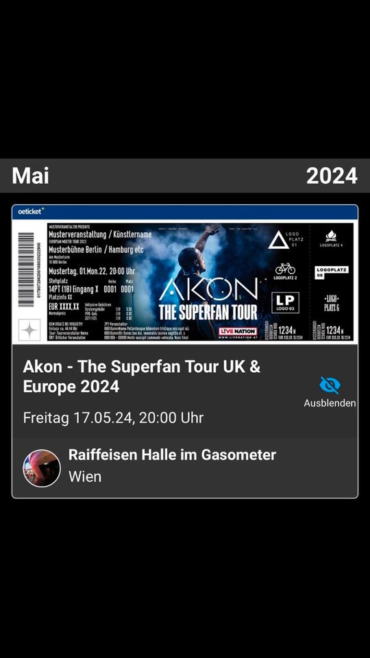 AKON Konzert Wien - 2 Karten in Straubing