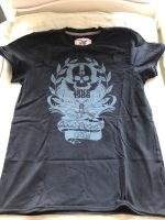 Grau schwarzes Biker Totenkopf Tshirt Größe 152 Leipzig - Volkmarsdorf Vorschau