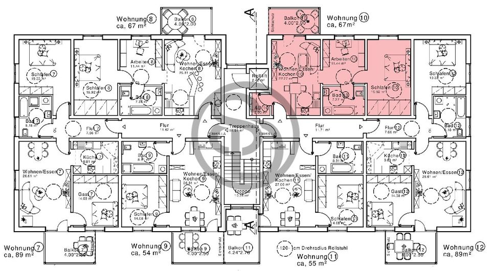 Neubau-Erstbezug im WIRSBERGQUARTIER: 3-Zimmer-Wohnung im 1. OG (ca. 67 m² Wohnfl.) mit Balkon, PKW-Stellplatz, Kellerabteil & Aufzug in Wirsberg