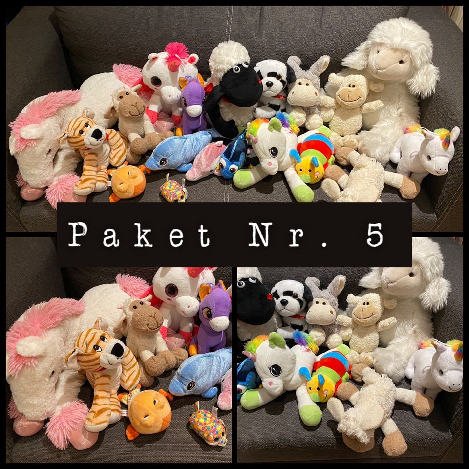 Paket Nr 5 - ca 19 Stofftiere Tiger, Pferd, Schaf, Hund, Esel uvm in Moers