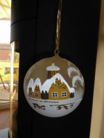 Weihnachtskugel Glas groß creme Land- / Dorfmotiv Ø 16 cm Bayern - Eitensheim Vorschau