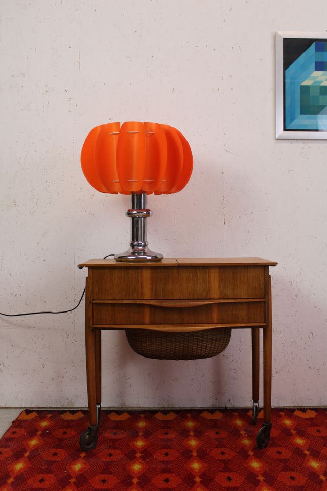 60s 70er Tischlampe chrom-orange space age mid century vintage in Krauchenwies