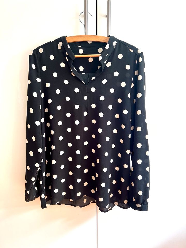 QVC Dialogue Bluse Stehkragen schwarz weiß Polka dots in Solingen