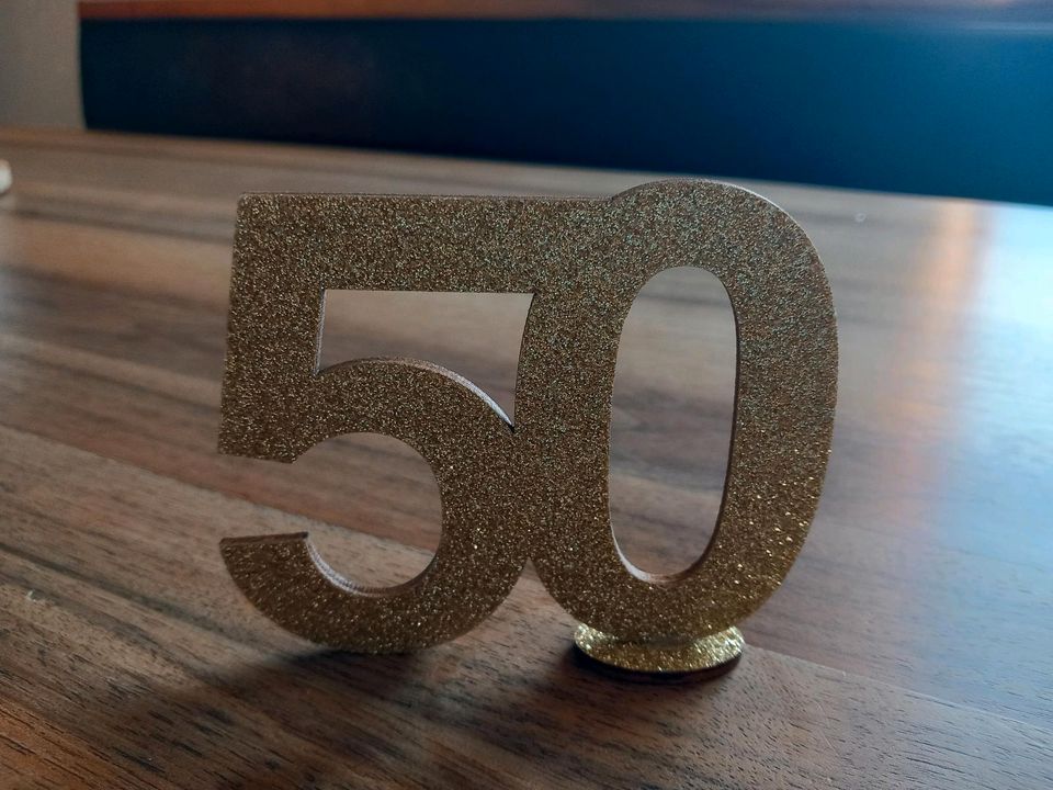 14 goldene 50er Zahlen aus Holz, Geburtstag,  goldene Hochzeit in Ehekirchen