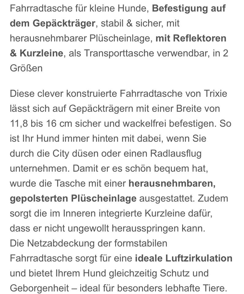 Zoofari Hunde Fahrradkorb für Gepäckträger in Schotten