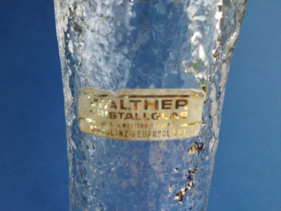 Walther Kristall Glas Vase 70 er Brutalismus Skandi gelb Vintage in Hilchenbach