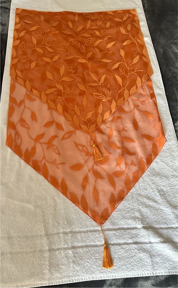 Scheibengardine Orange mit Blättermotiv 58 cm x 109 cm in Göttingen