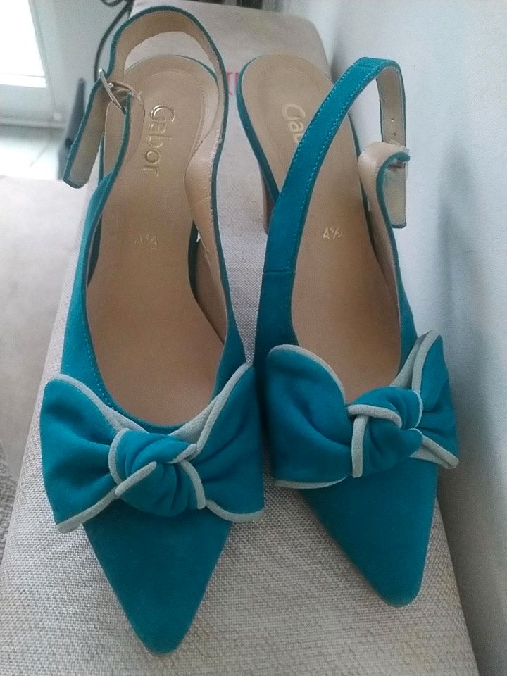 Sling pump high heels türkis blau echtes Leder 37,5 neu Gabor in Dresden