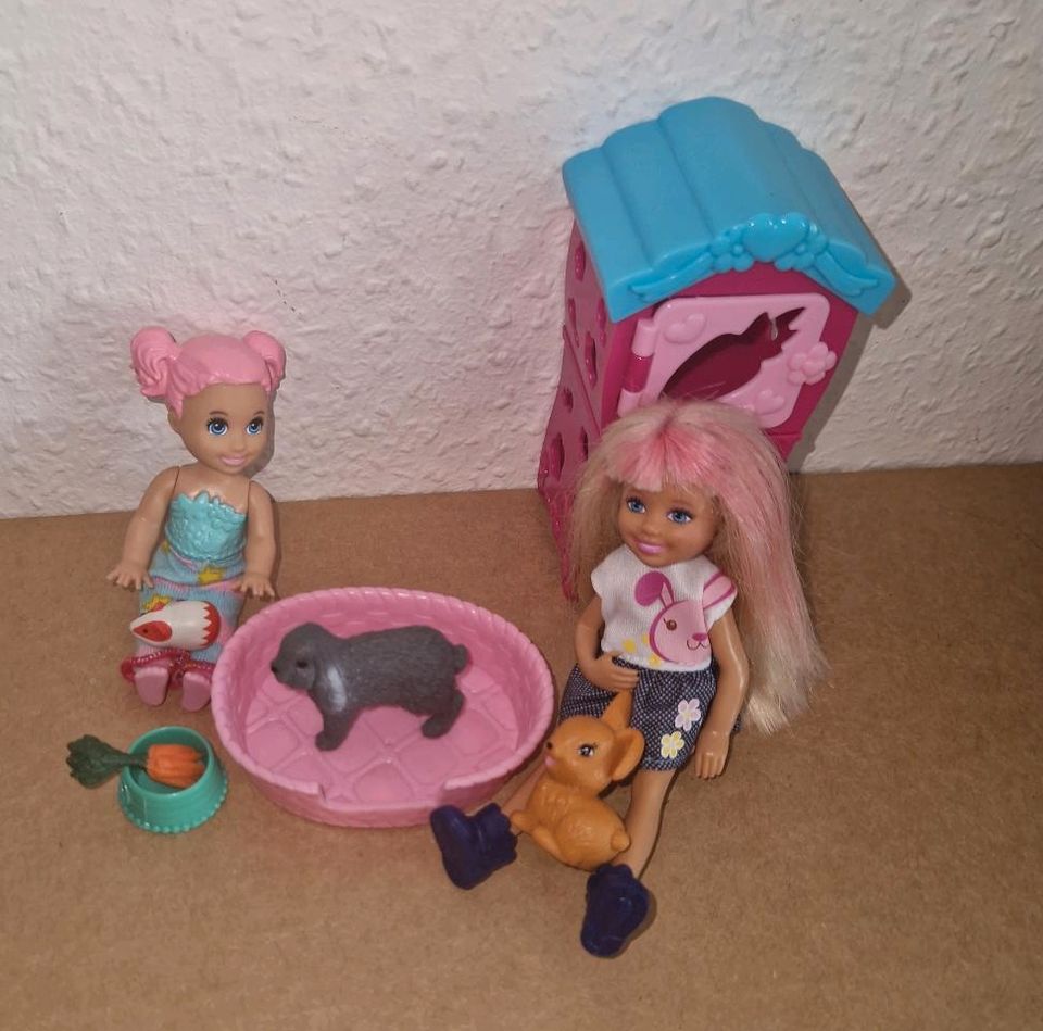 Barbie Puppe Mattel Chelsea 2010 mit Hasenstall Meerschweinchen in Algermissen