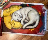 Bild schlafende Katze Öl/Acryl auf Leinwand groß 68x99 ca Kreis Pinneberg - Schenefeld Vorschau