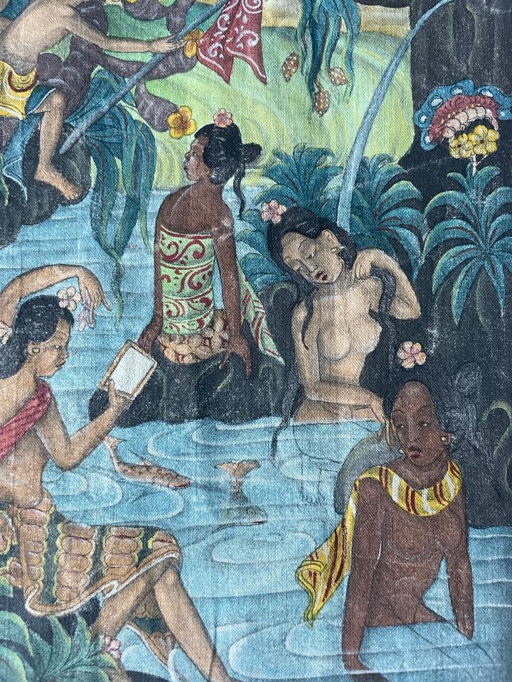 Alte antike Stoffmalerei Gemälde Bali Indonesion Asien Bild in München