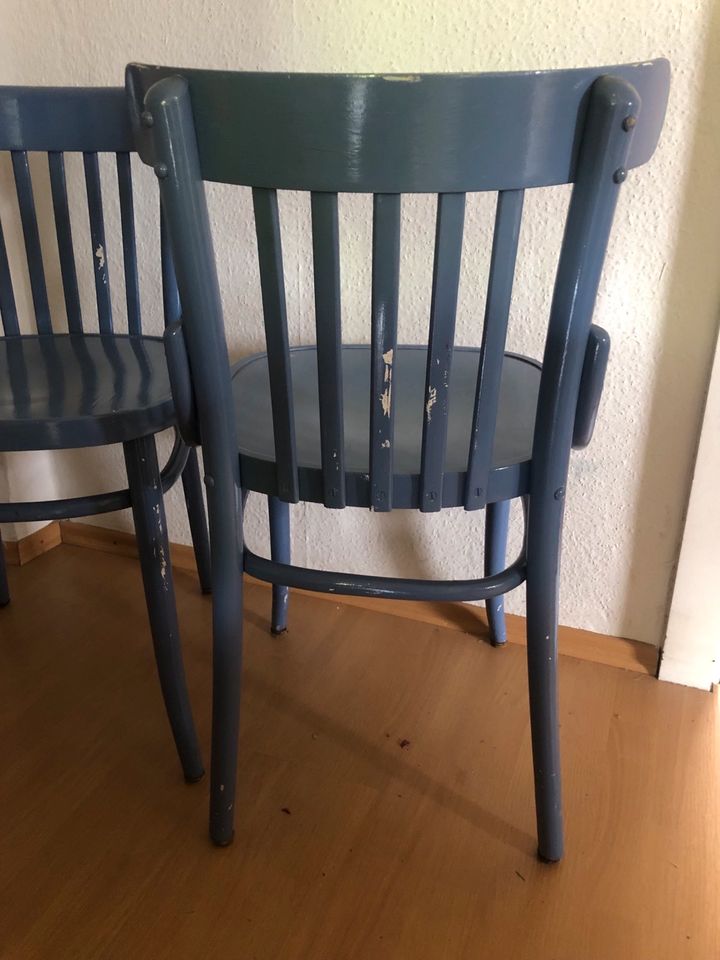2 Bugholz Stühle Thonet Stil blau lackiert vintage in Augsburg
