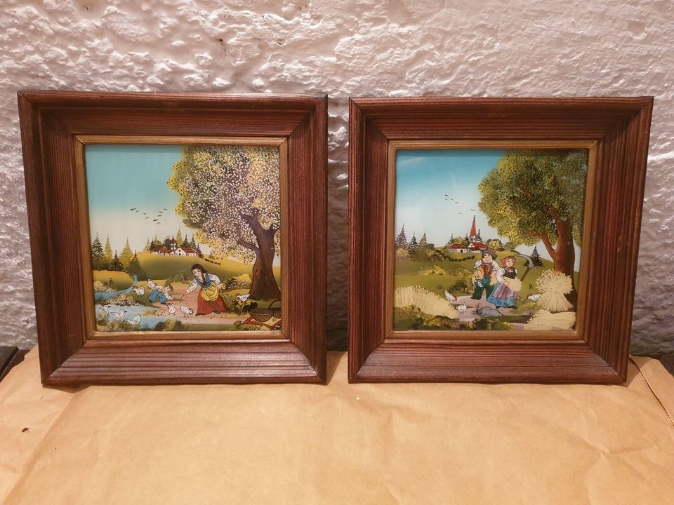 4 Jahreszeiten von "Der Handmaler" bunte Bilder in Holzrahmen in Starnberg