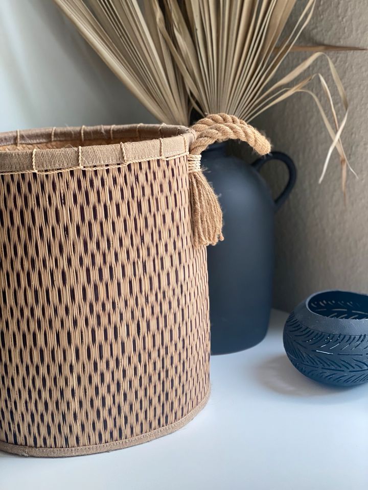 Korb Deko Topf Rattan schwarz Jute Boho in Kassel