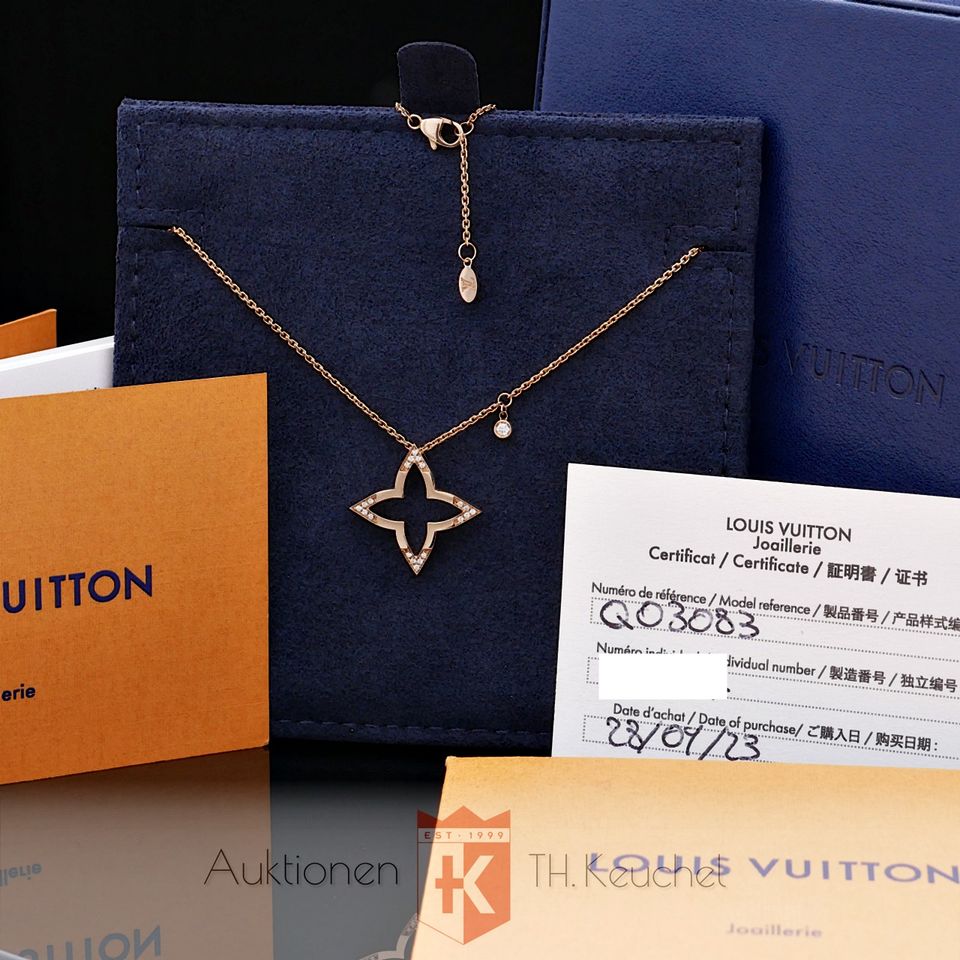 Louis Vuitton Blossom Kette + Anh. Q03083 Roségold 18Kt + Diamant in Grünstadt