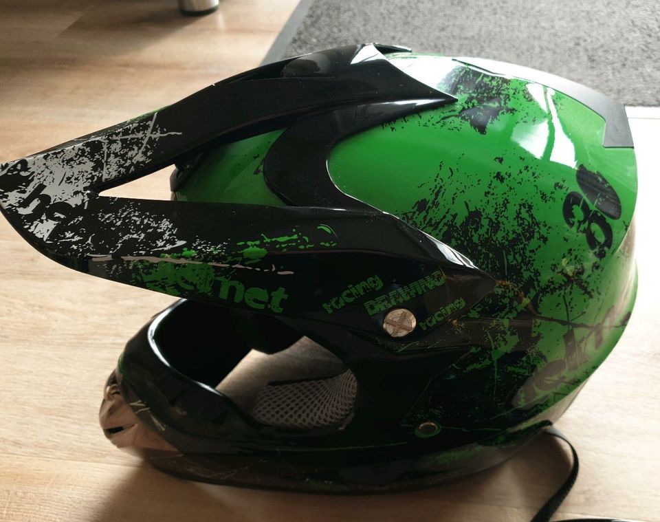 Zjara Jugend Motorradhelm Crosshelm Fahrradhelm Skibrille in Altenholz