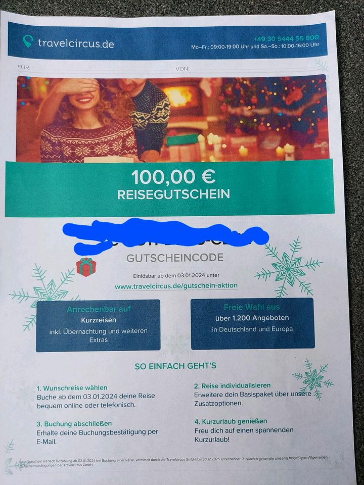 Travelcircus Reisegutschein Wert 100€ in Freigericht