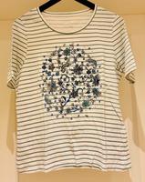 T-Shirt Streifen floral Muster Bonita Gr M weiß grün blau Strass Bayern - Ellingen Vorschau