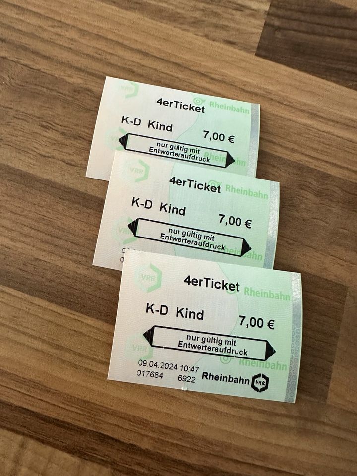 VRR Rheinbahn 4er Ticket Kind Fahrkarte K-D in Düsseldorf