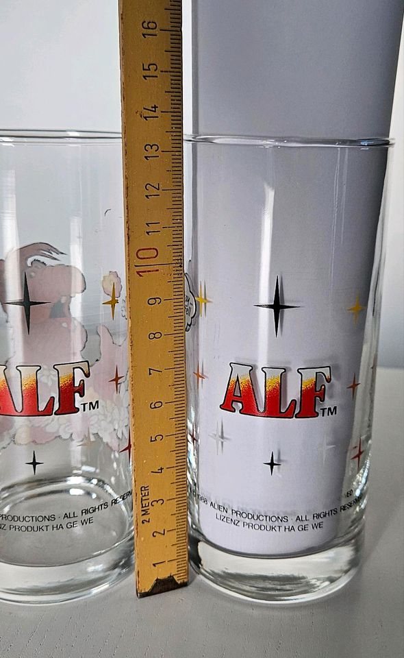 4x ALF die Serie Glas Gläser 1988 "Null Problemo" Sammeltassen in Frankfurt am Main