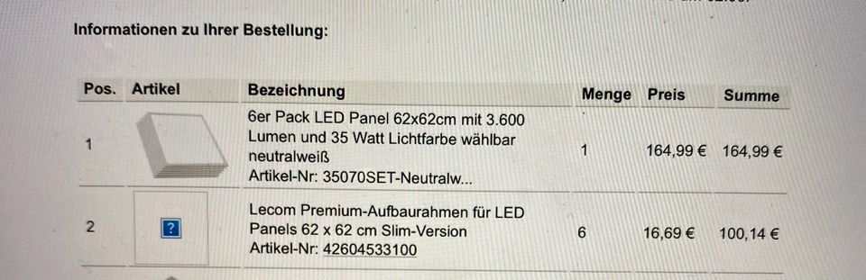 LED Panel 6Stück mit Aufbaurahmen 60x60 cm in München