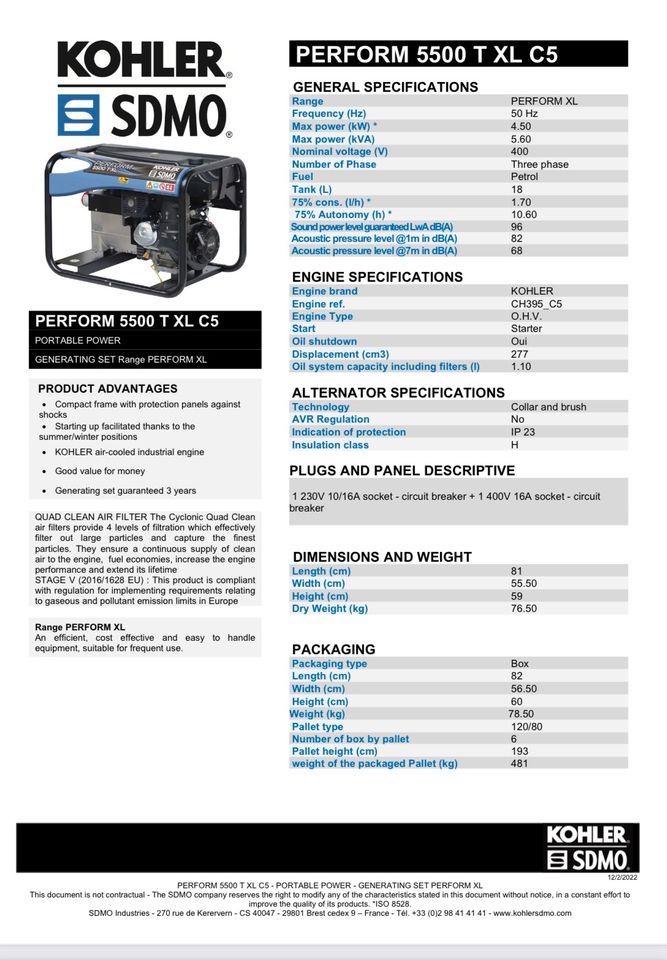 Stromgenerator SDMO 4.5 KW Generator Stromerzeuger Stromaggregat in Dänischenhagen