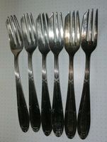 6 Kuchengabeln Heinrich Haupt 20er Silber versilbert ca. 15cm HHL Sachsen - Löbnitz Vorschau