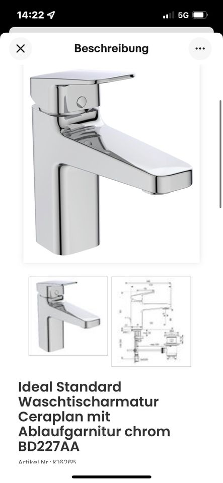 Ideal Standard Waschtischarmature BD227 AA ceraplan in Stamsried