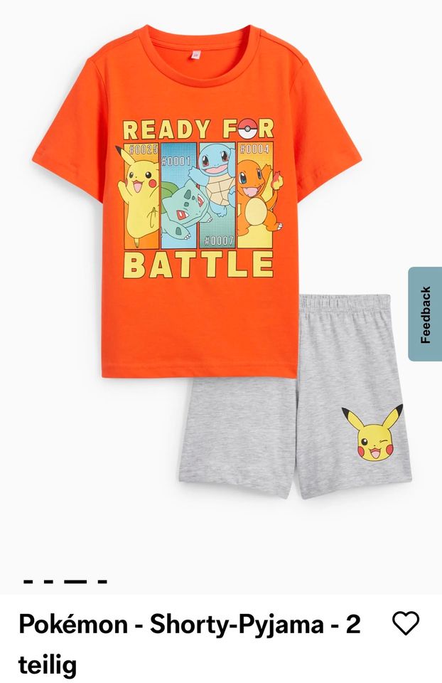 ★NEU★ Gr.128 C&A Pokémon Sommer Pyjama Shirt und Hose in Düsseldorf