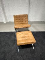 Barcelona Chair Leder hellbraun inkl. Ottomane - 1950er Baujahr Hessen - Langen (Hessen) Vorschau