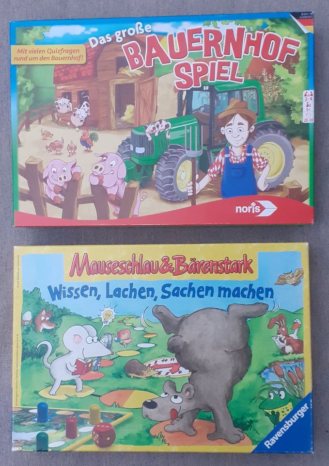 Set mit 2 Spielen, Alter 5+ Jahre, gebr., Bauernhof, Mauseschlau in Hennef (Sieg)