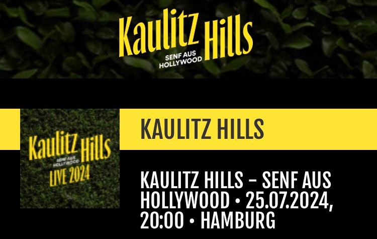 2 Tickets Kaulitz Hills HH 25.7.. in Hamburg