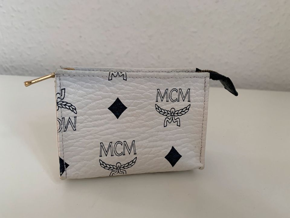 MCM Mini Geldbörse Leder weiß Vintage Tasche Etui Geldbeutel 80er in Berlin