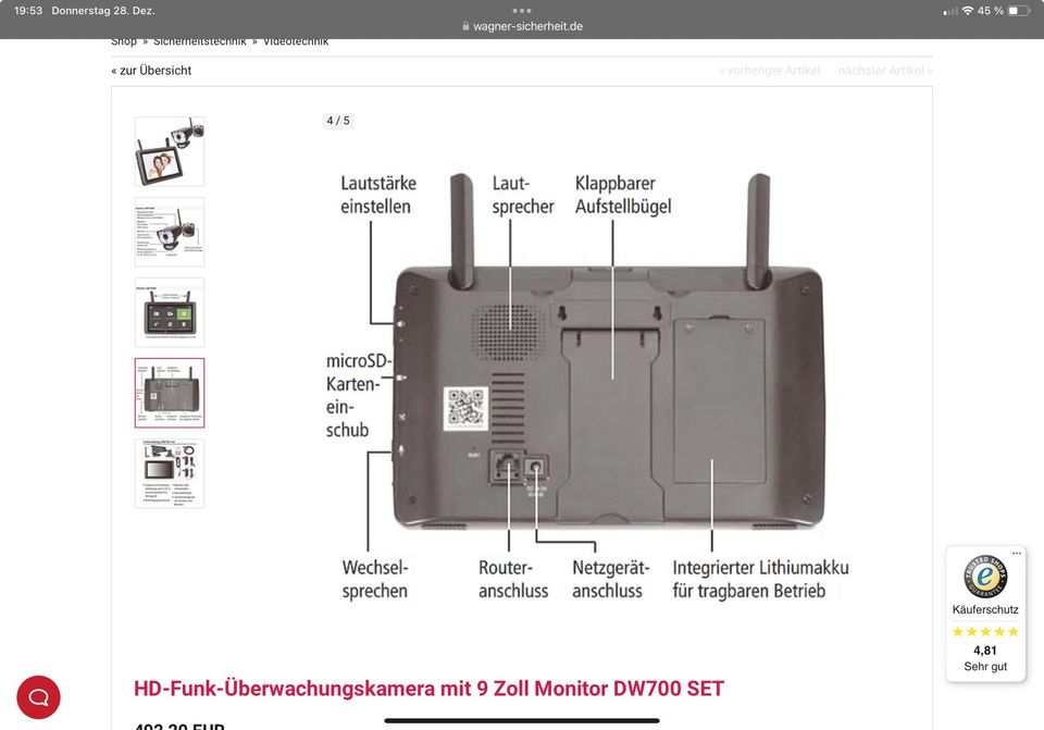 DW700 Set Full HD Funk - Überwachungskamera in Aalen