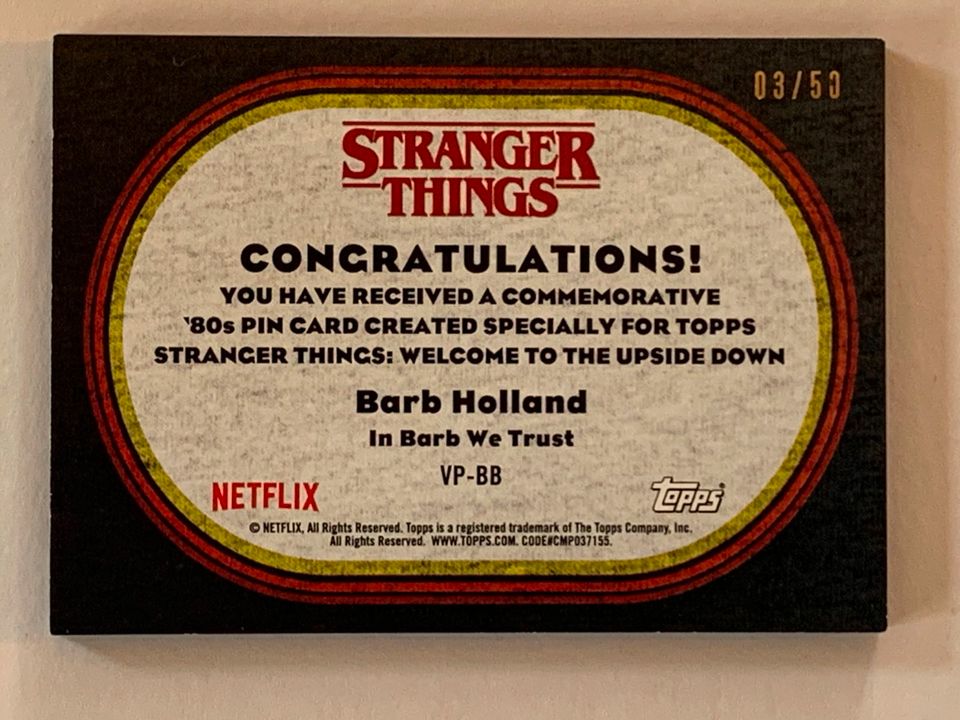 TOPPS Stranger Things, Barb Trading Card Pin, Limited 3/50 in Herzogenrath