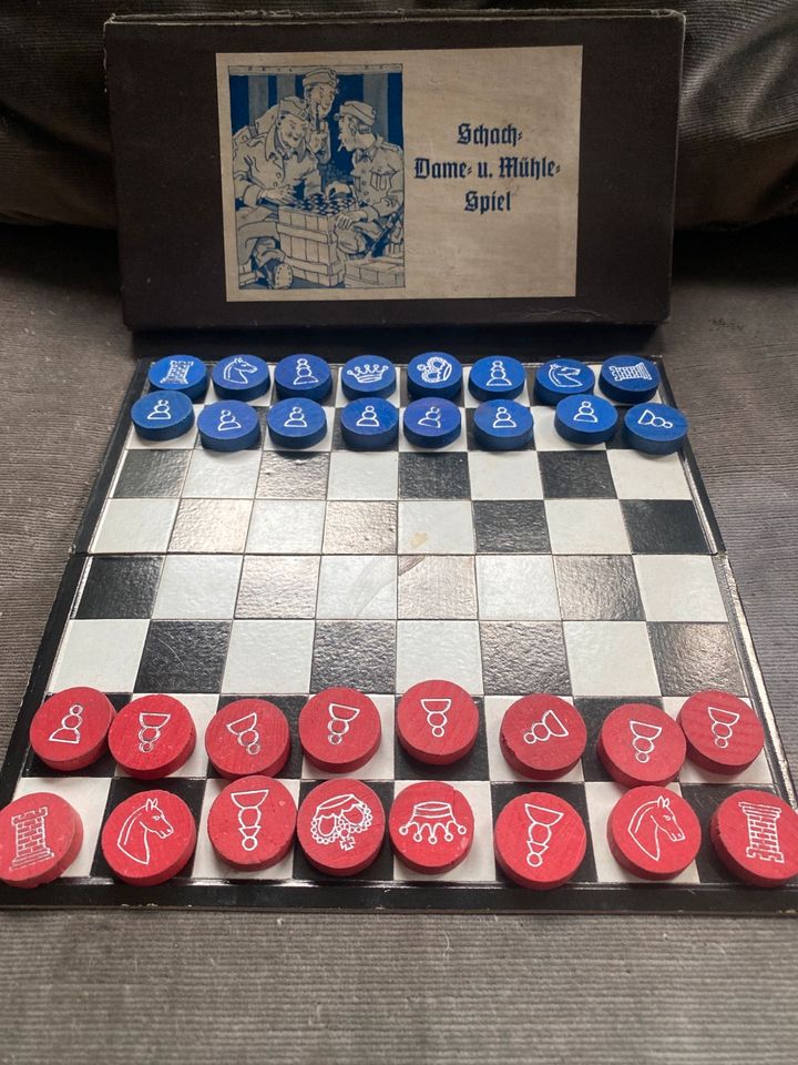 Schach Dame Mühle Spiel Wehrmacht / Soldaten in Zossen-Glienick