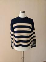 Gestreifter Strickpullover + Weite Ärmel / marineblau beige Nordrhein-Westfalen - Uedem Vorschau