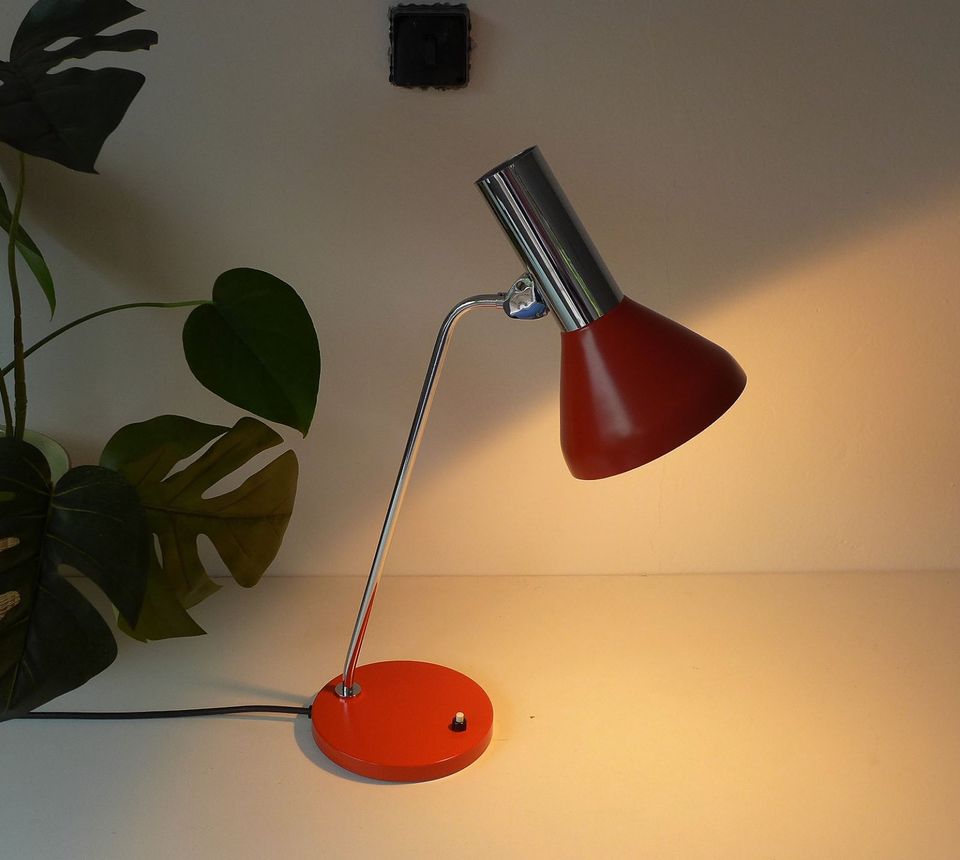 Tischlampe 60er 70er Lampe Space Age Orange Retro Leuchte Chrom in Köln