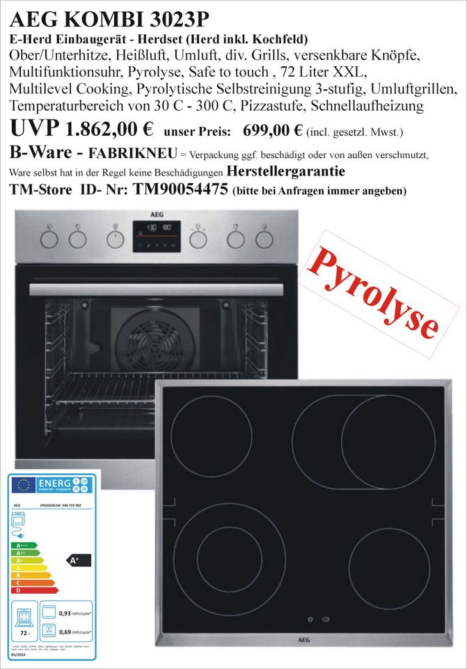 Einbauherd NEU als B-Ware Herd Einbau Heißluft Pyrolyse Dampfgarer Dampf Umluft Teleskopauszug Grill auch Neff Slide hide Gasbackofen Multi Gas E-Herd Elekroherd Küchenherd in Wolfhagen 