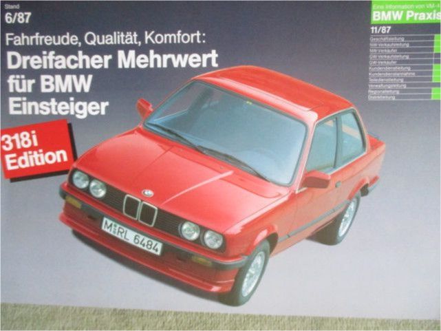 BMW Praxis Argumenter 11/1987 318i Edition E30 Katalog intern in Minden