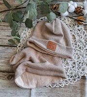 Hipster Beanie Mütze /Loop Schal Waffeljersey handmade neu beige Baden-Württemberg - Leutenbach Vorschau