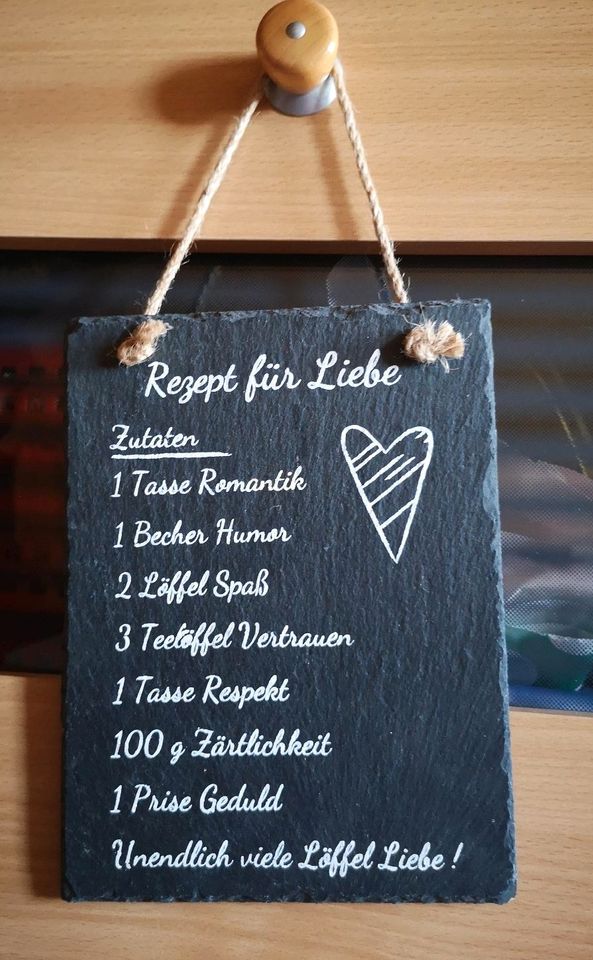 Schiefertafel Deko Spruch Rezept für Liebe Hochzeit Geschenk in Sachsen